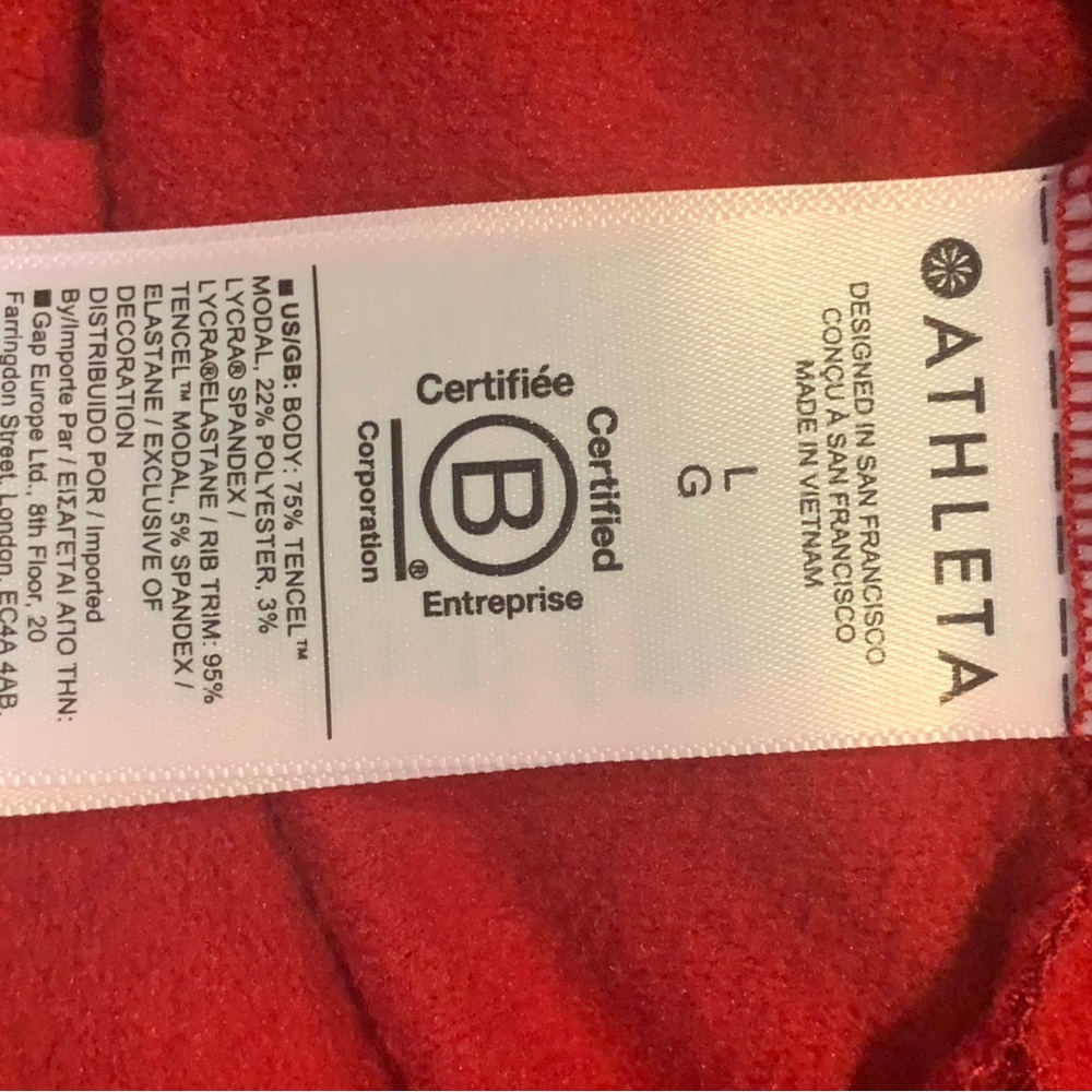 Athleta Coaster Luxe‎ Sweater Size L Red V-Neck lightweight thumb holes Relaxed - Picture 10 of 11